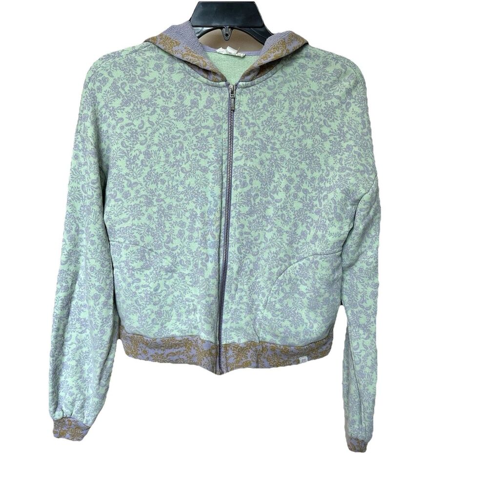 Roller Rabbit Jacket XS Hooded Floral Mint Green Purple Fairy Spring